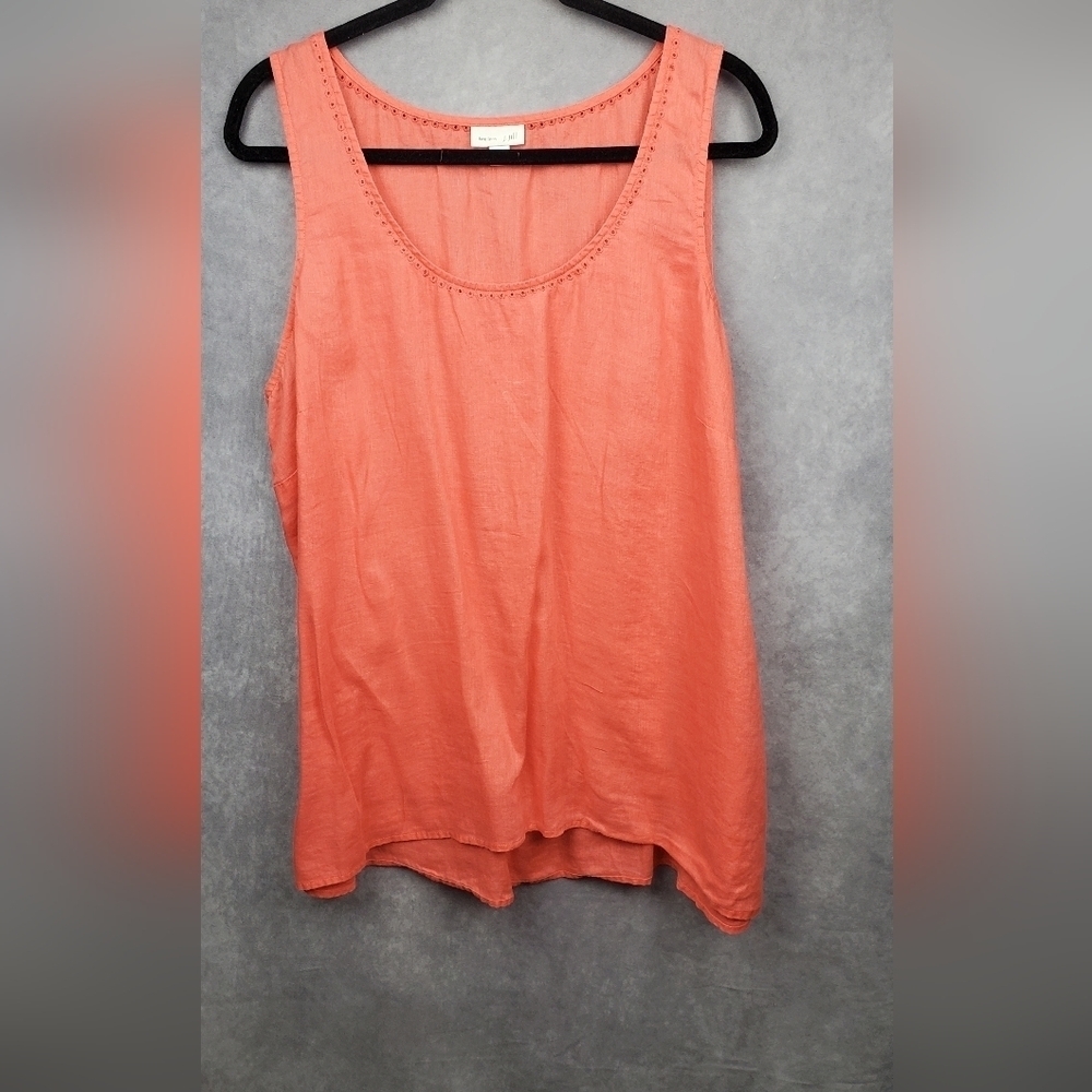 J Jill 100%  Linen Coral Sleevless Shift Summer‎ top size XL